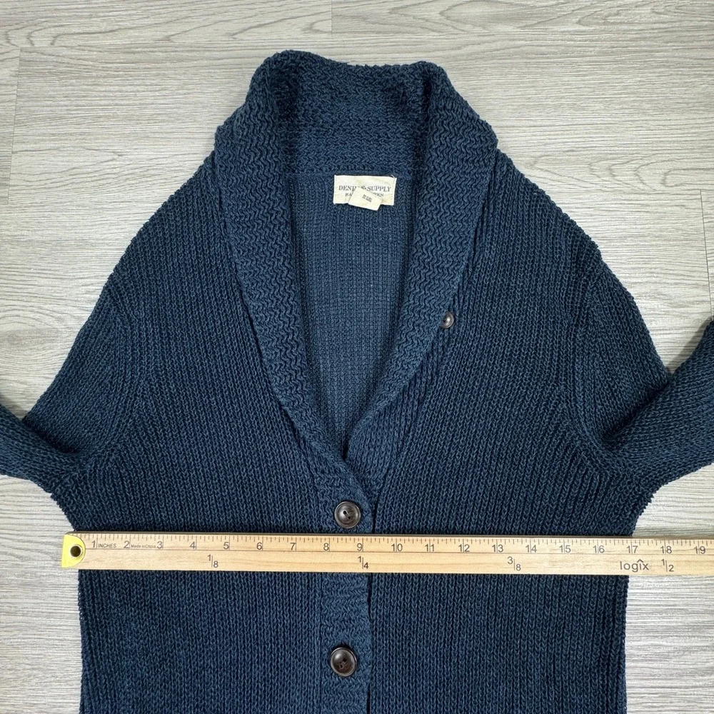 Denim & Supply Ralph Lauren Men's Cardigan Sweater Navy Blue Large Linen Blend